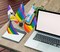Rainbow Pride Deluxe Desk Flag Set -6 Branch Miniature Gay LGBT Flag Desk Set Table Black Base and Spear Top-Desktop Decorations